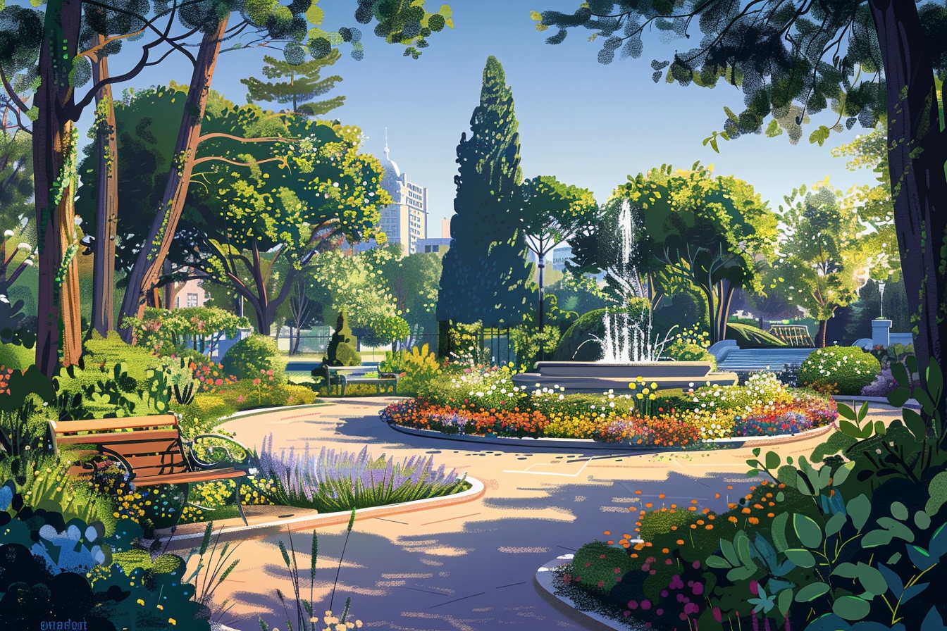 Vue panoramique d'un parc luxuriant à Reims, illustrant l'expertise en aménagement des espaces verts de la ville